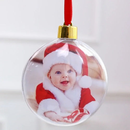 Personalized Christmas Transparent Photo Ball – Custom Tree Ornament DIY Hanging Decoration with Star Pendant