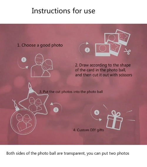 Personalized Christmas Transparent Photo Ball – Custom Tree Ornament DIY Hanging Decoration with Star Pendant