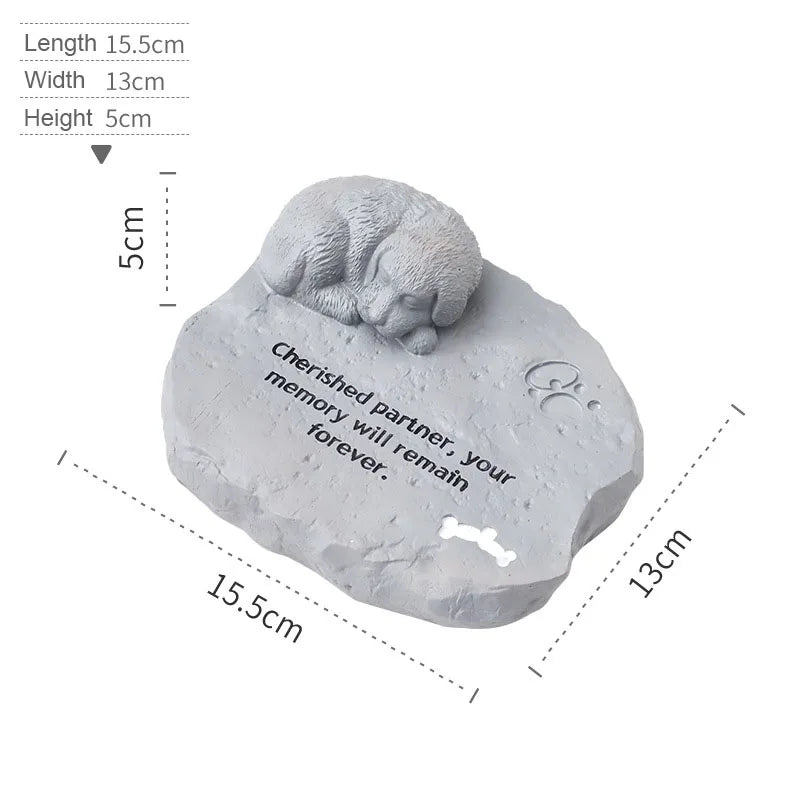 Pet Tombstone for Dog or Cat – Engraved Memorial Stone with Paw Prints