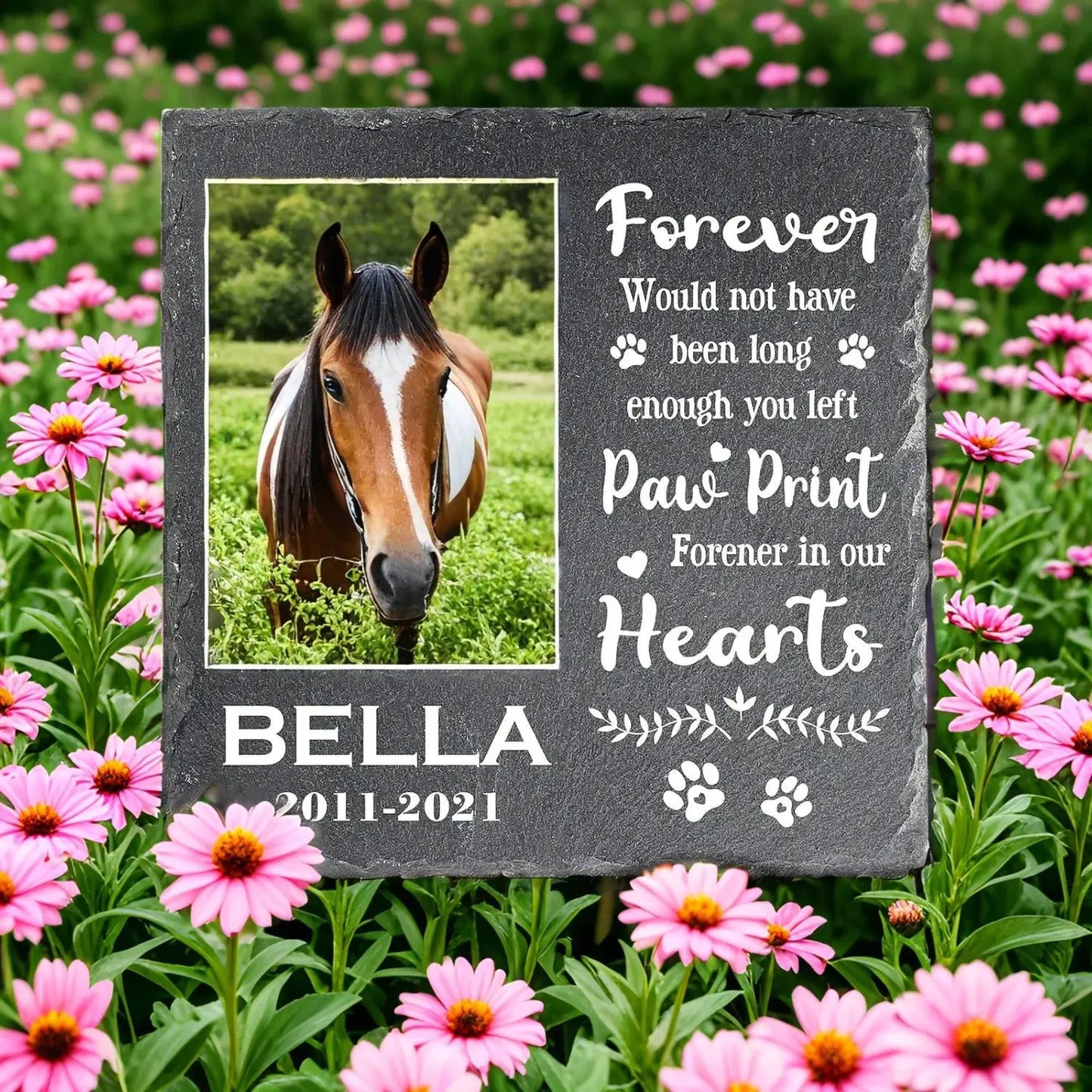 Personalized Pet Memorial Stone with Photo & Name – Custom Dog or Cat Grave Marker, Outdoor Garden Slate Plaque