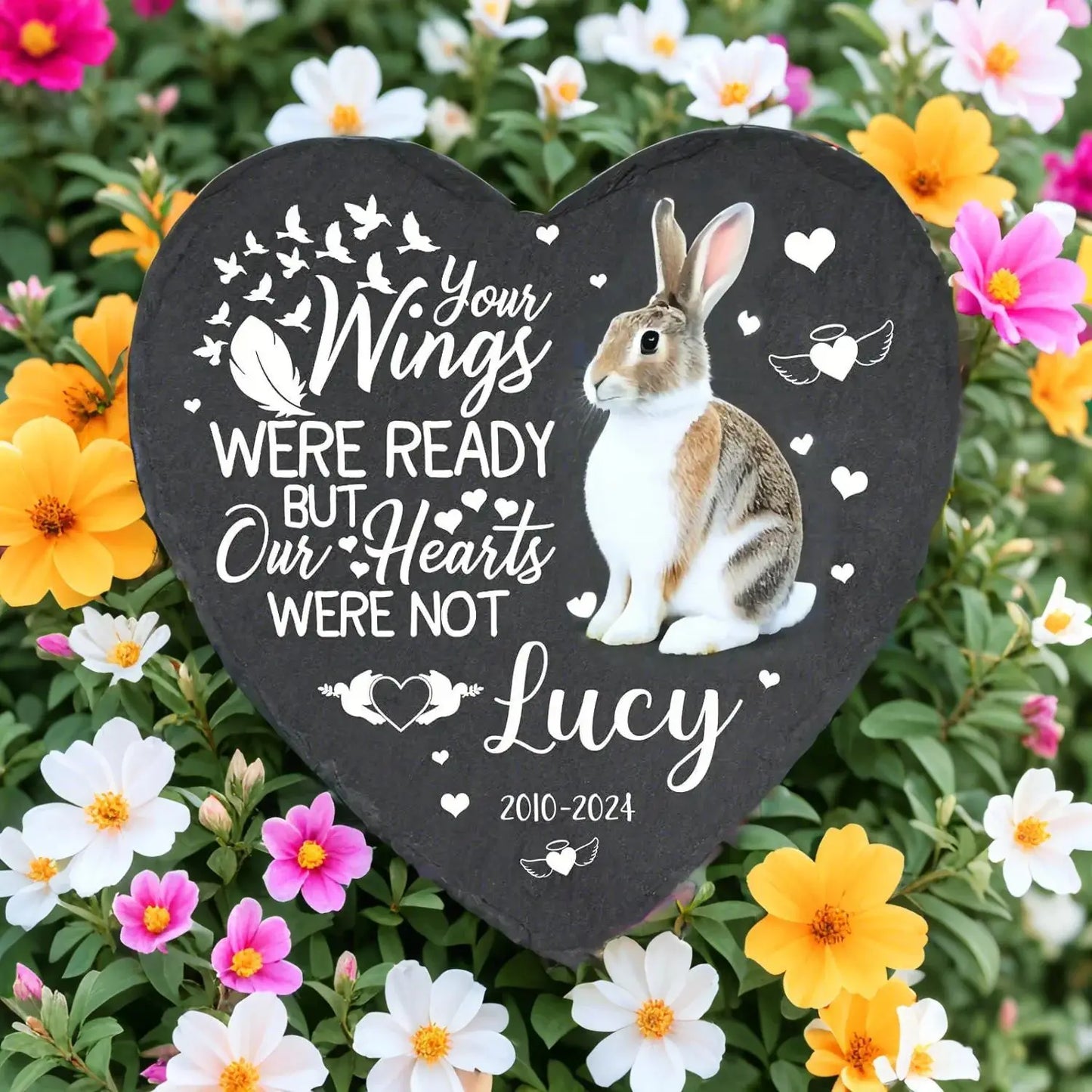 Personalized Pet Memorial Stone with Photo & Name – Custom Dog or Cat Grave Marker, Outdoor Garden Slate Plaque
