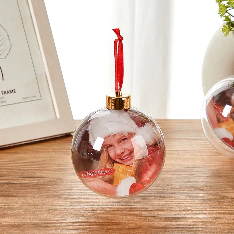 Personalized Christmas Transparent Photo Ball – Custom Tree Ornament DIY Hanging Decoration with Star Pendant
