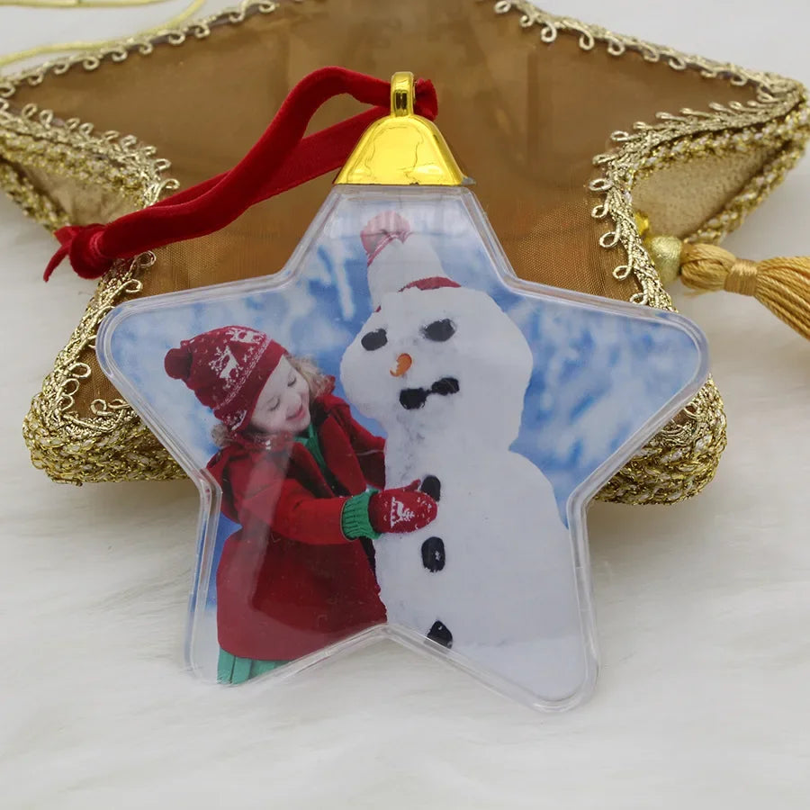Personalized Christmas Transparent Photo Ball – Custom Tree Ornament DIY Hanging Decoration with Star Pendant