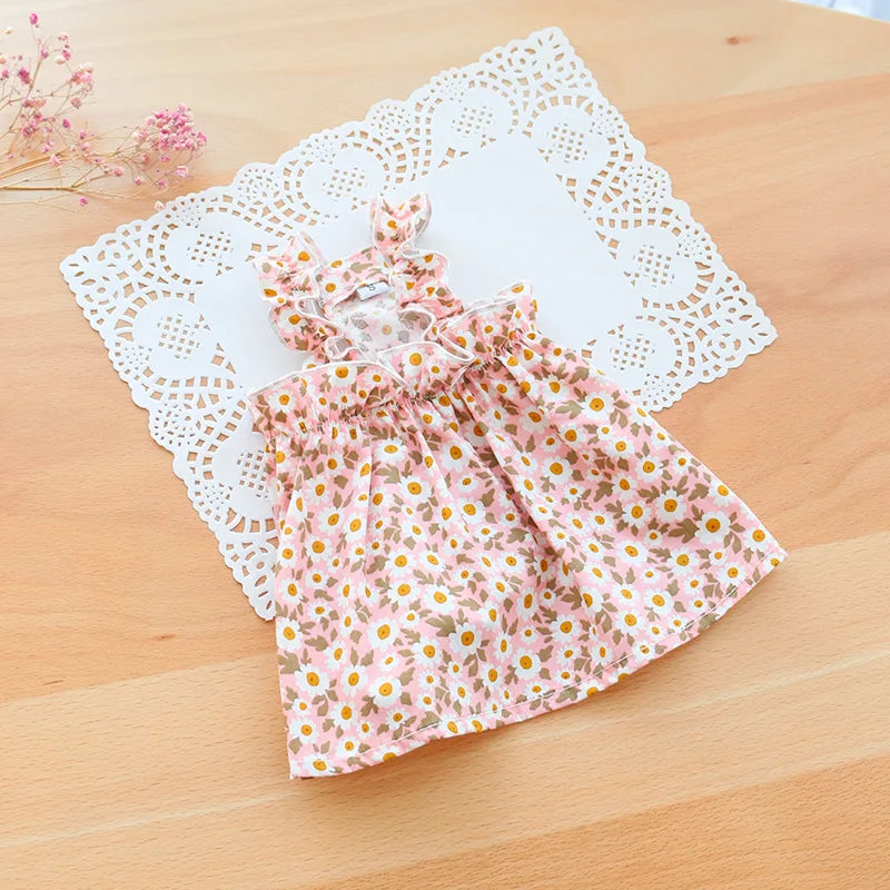 Summer Cotton Suspender Dress for Sphynx Cats – Floral Princess Skirt for Dogs & Cats
