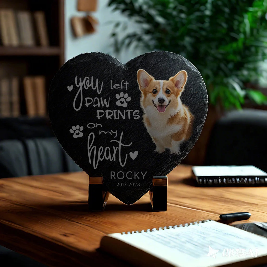 Personalized Pet Memorial Stone with Photo & Name – Custom Dog or Cat Grave Marker, Outdoor Garden Slate Plaque