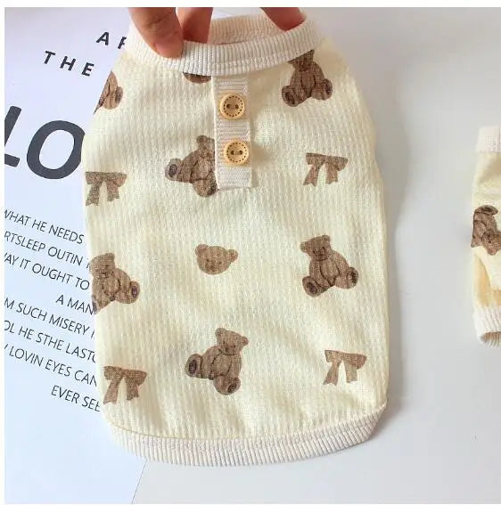 Spring Summer Dog Jumpsuit – Cute Bear Vest Outfit for Teddy, French Bulldog, and Small Breeds