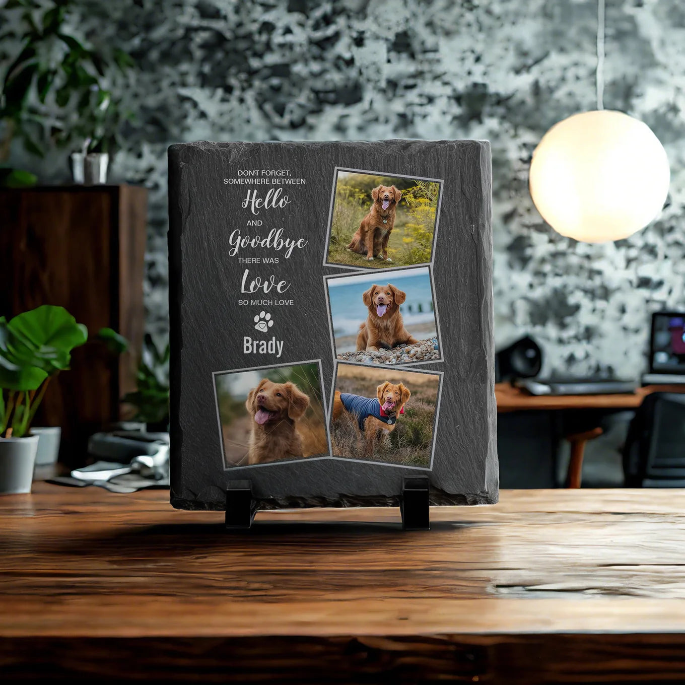 Personalized Pet Memorial Stone with Photo & Name – Custom Dog or Cat Grave Marker, Outdoor Garden Slate Plaque