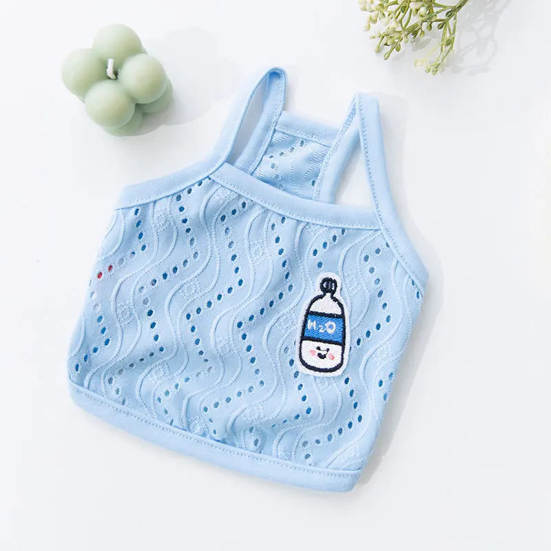 Summer Cotton Dog Vest – Breathable Solid Color Pet Shirt for Chihuahua, Yorkie, Bichon, and Small Dogs