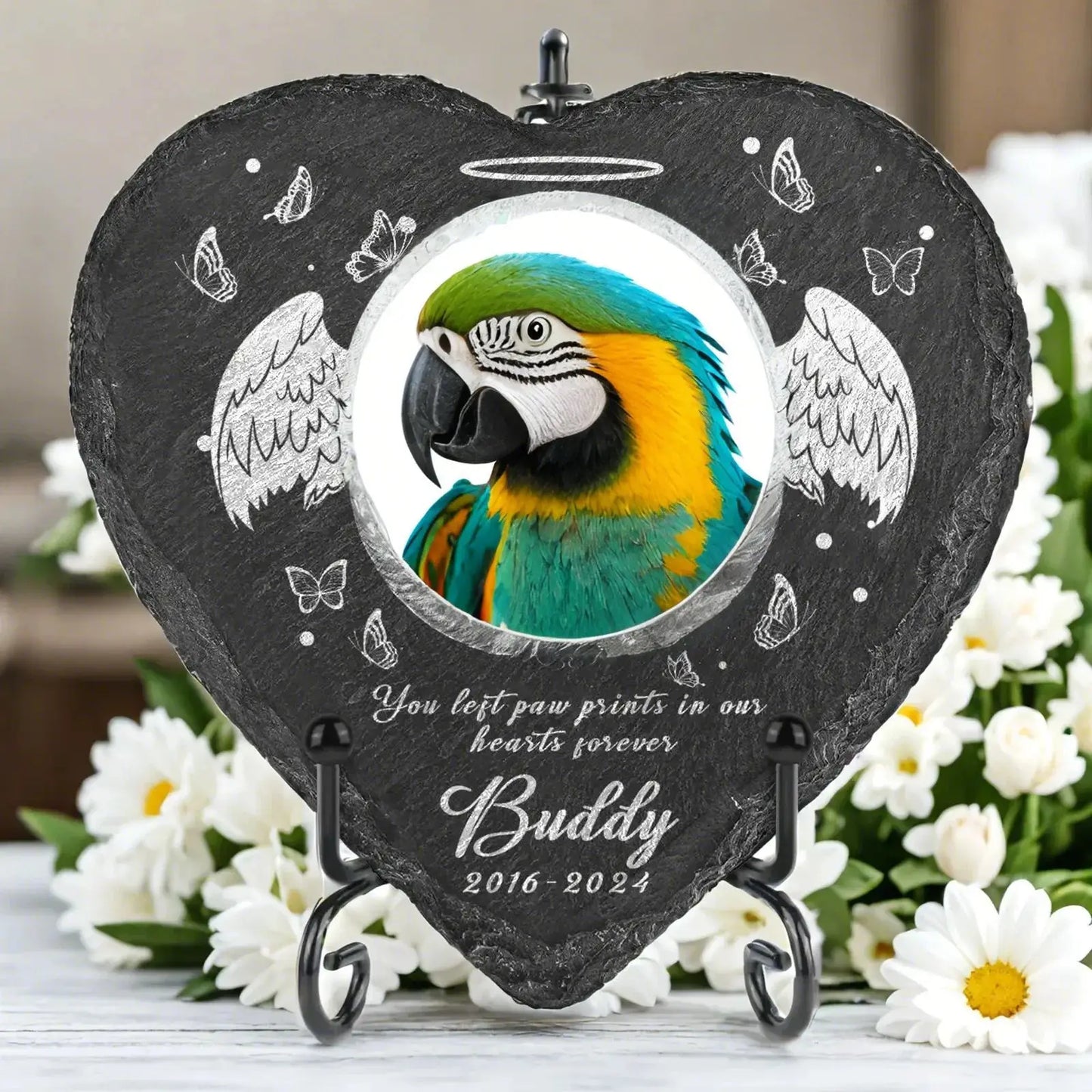 Personalized Pet Memorial Stone with Photo & Name – Custom Dog or Cat Grave Marker, Outdoor Garden Slate Plaque