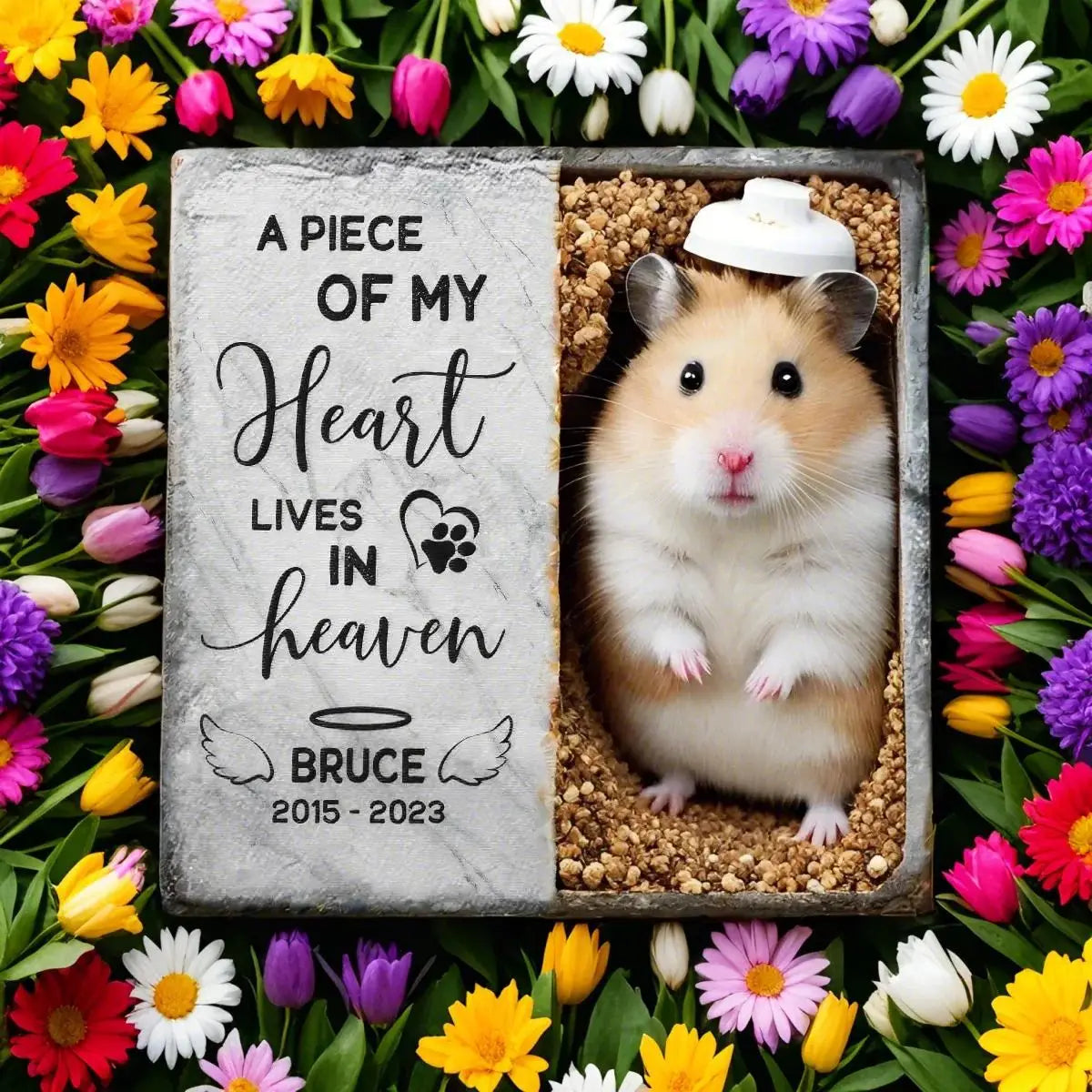 Personalized Pet Memorial Stone with Photo & Name – Custom Dog or Cat Grave Marker, Outdoor Garden Slate Plaque