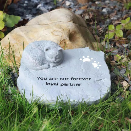 Pet Tombstone for Dog or Cat – Engraved Memorial Stone with Paw Prints