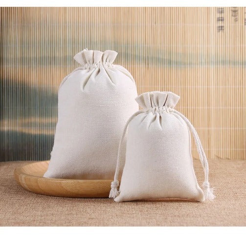 50pcs Cotton Canvas Drawstring Bags – Christmas Gift Pouches, Custom Logo Cloth Organizer, Eco-Friendly Storage Sacks