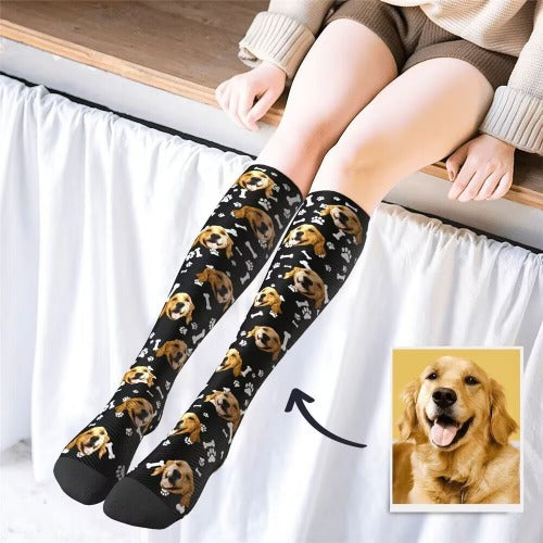 Custom Pet Socks with Photos & Text - Personalized Dog Cat Lover Socks - Mother's Day & Back to School Gifts for Pet Parents