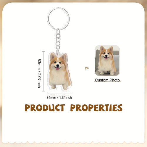 Custom Pet Photo Keychain - Personalized Dog Memorial Gift for Dog Lovers - Engraved Keyring with Photo