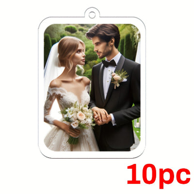 Card with a printed image of a bride and groom holding hands, with '10pc' text at the bottom.
