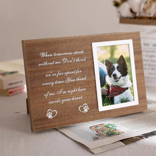 Personalized wooden pet photo frame for dog or cat