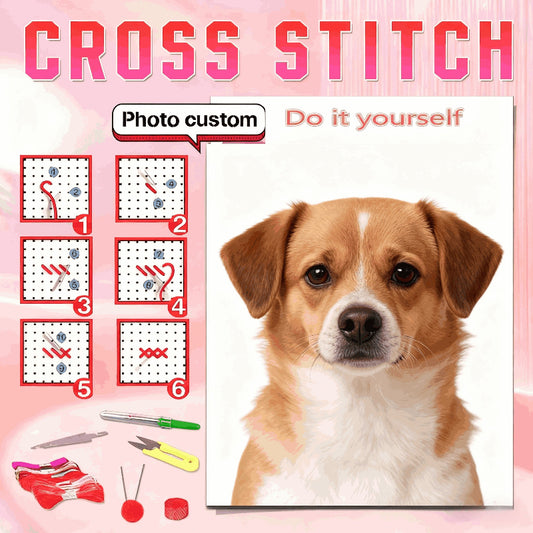 Custom Cross Stitch Embroidery Kit – DIY Needlework Set with Cotton Threads, Printed Canvas & DMC Colors (11CT & 14CT)