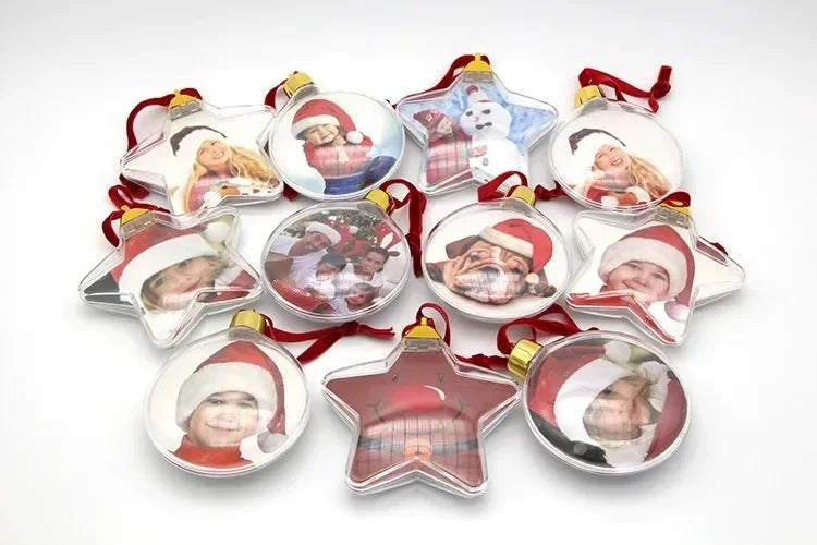 Personalized Christmas Transparent Photo Ball – Custom Tree Ornament DIY Hanging Decoration with Star Pendant