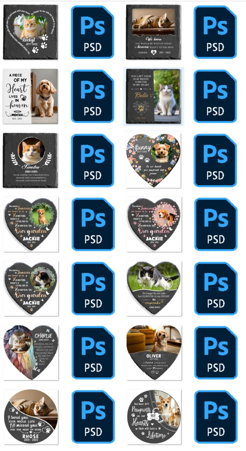 Personalized Pet Memorial Stone with Photo & Name – Custom Dog or Cat Grave Marker, Outdoor Garden Slate Plaque