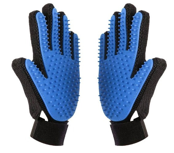 Pair of Pet Grooming Gloves for Cats & Dogs – Gentle Deshedding Brush and Bathing Gloves with Soft Silicone Tips