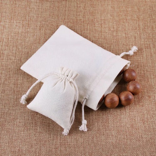 50pcs Cotton Canvas Drawstring Bags – Christmas Gift Pouches, Custom Logo Cloth Organizer, Eco-Friendly Storage Sacks