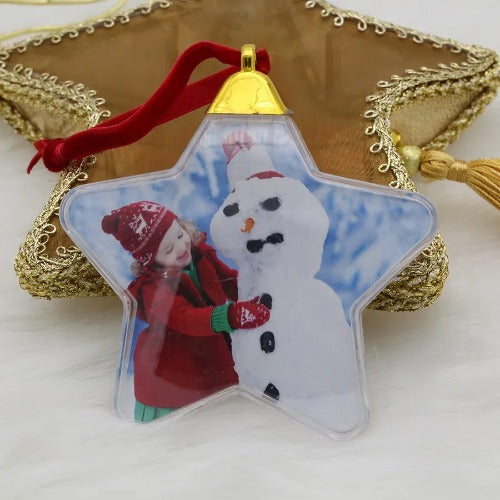 Personalized Christmas Transparent Photo Ball – Custom Tree Ornament DIY Hanging Decoration with Star Pendant