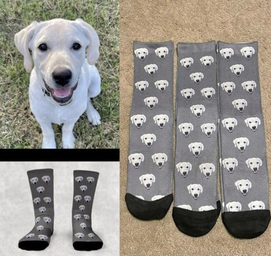Custom Pet Socks with Photos & Text - Personalized Dog Cat Lover Socks - Mother's Day & Back to School Gifts for Pet Parents