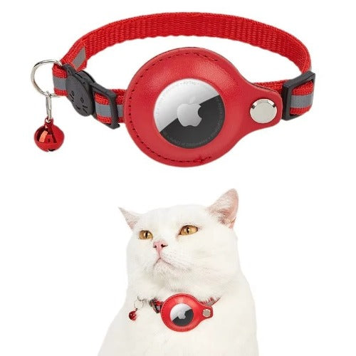 Faux leather GPS tracker collar case for cats and dogs