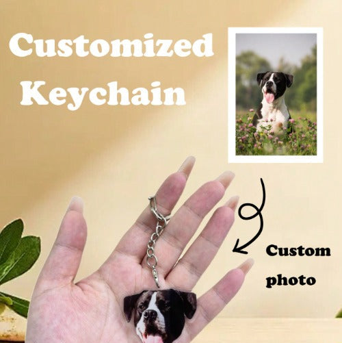 Custom Pet Keychain Portrait | Personalized Engraved Pet Memorial Jewelry | 3D Laser Pet Photo Keepsake for Dog & Cat Lovers