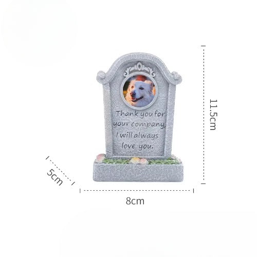 Companion style dog and cat memorial gravestone with built-in photo slot and outdoor design